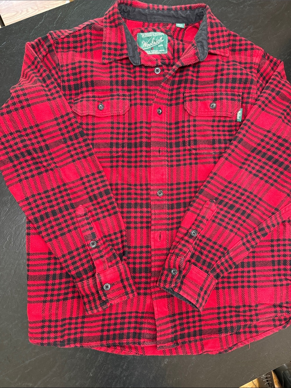 Woolrich Red and Black Plaid Casual Button-Down Shirt